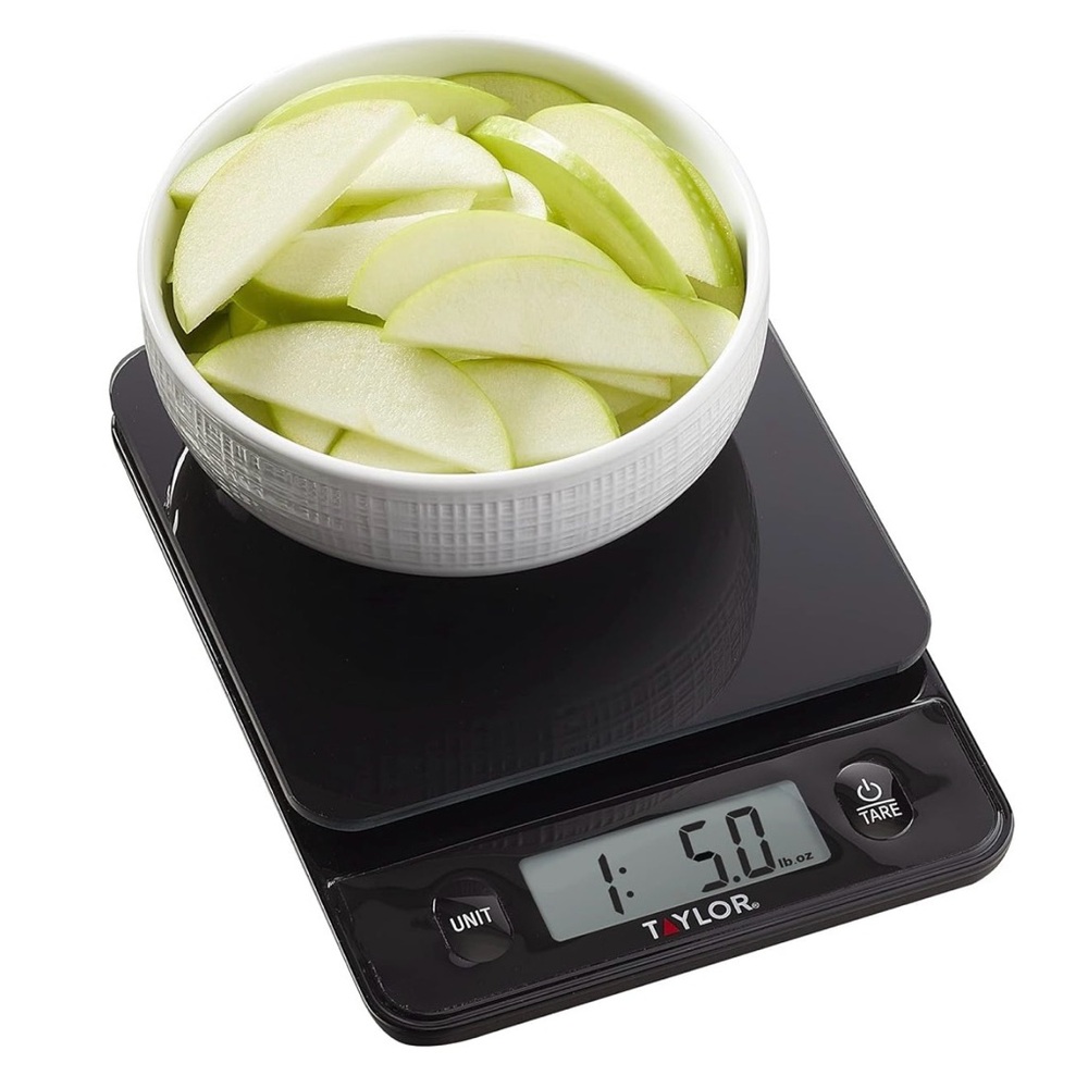 Taylor Glass Top Black Digital Food Scale with Touch Controls, 11 lb Capacity